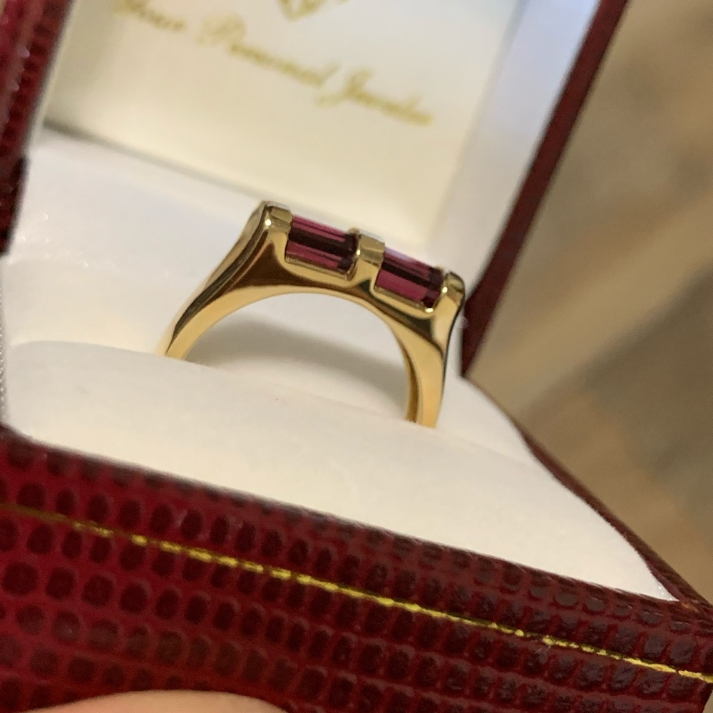 NWOT 14KY Genuine Mozambique Garnet Barrel Ring - Picture 7 of 12